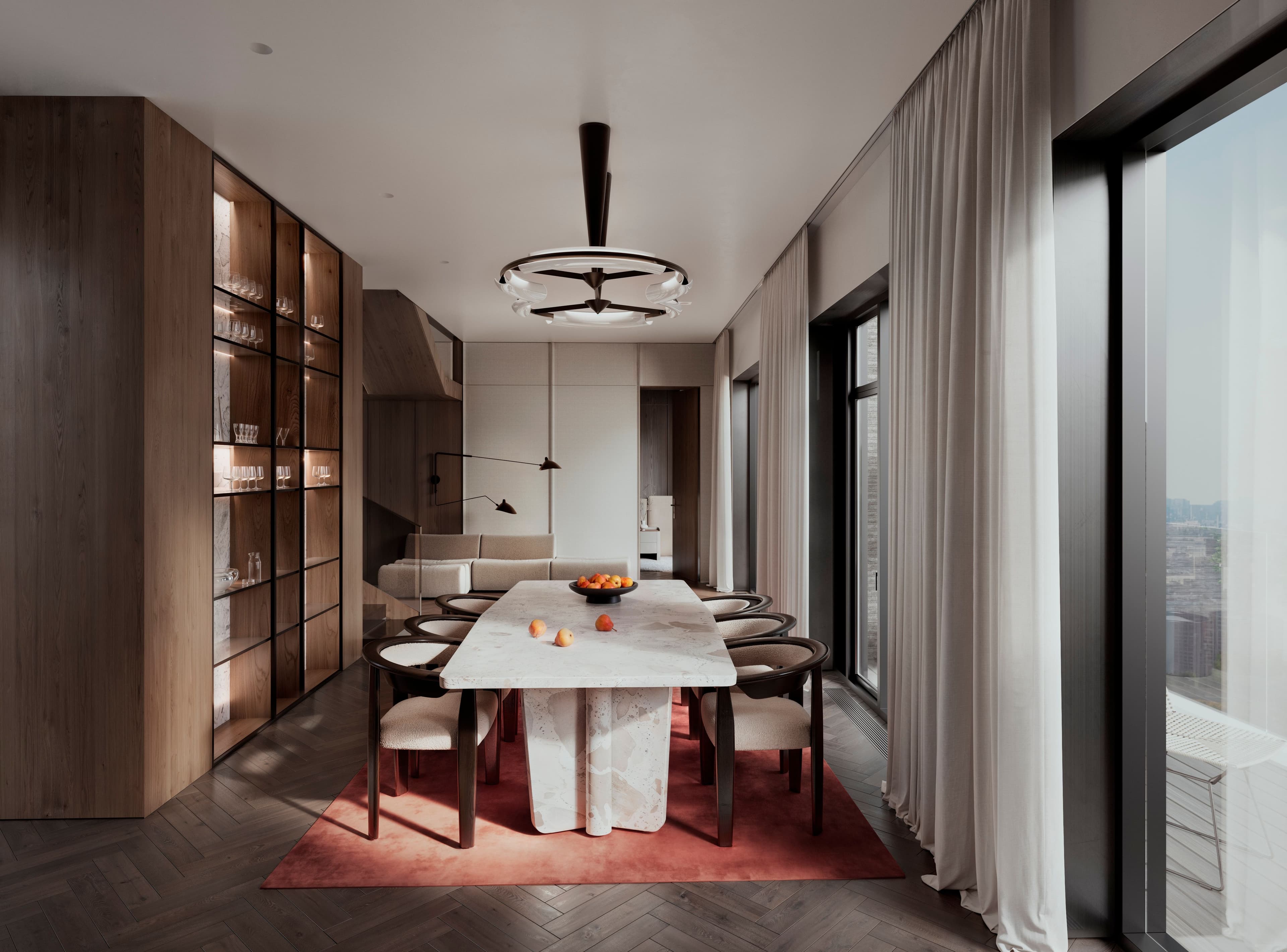 Кухня-гостиная в башне B в двухур квартире